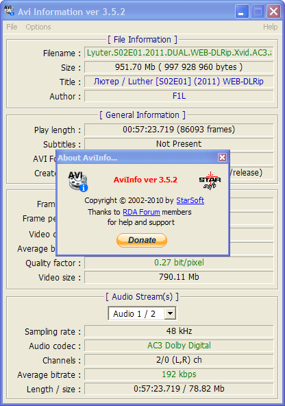 AviInfo 3.5.2 (2010) PC